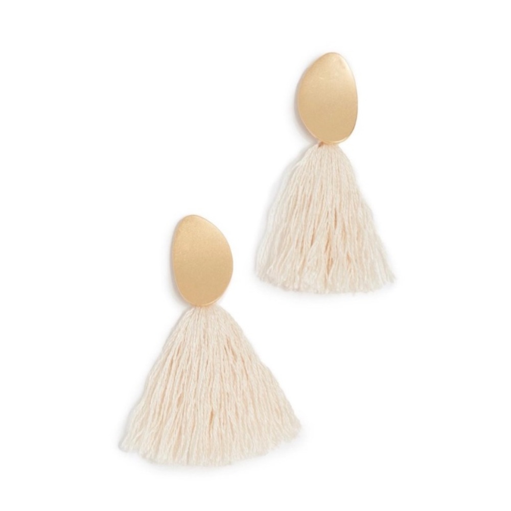 Madewell cream fringe tassel gold earrings